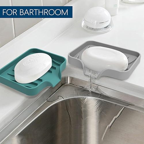 Miniatura 3 de Jabonera de drenaje de 3 piezas, soporte de esponja para lavar platos con bandeja de agua, mantiene el lugar seco, cajas de jabón fáciles de