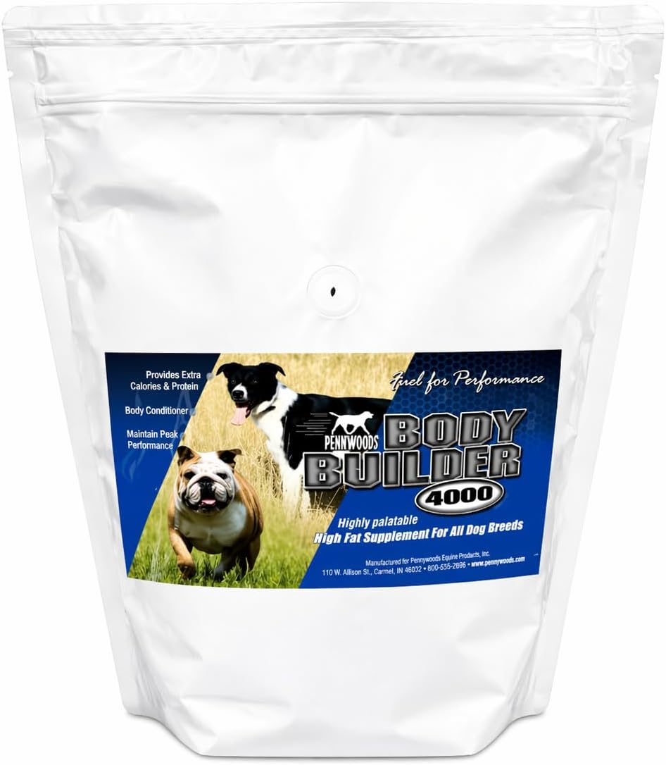 Pennwoods Body Builder 4000 for Dogs – 40% Fat Calorie Dense Weight Gainer 26% Protein for Muscle & Energy – for Hard Keepers, High-Metabolism, Working & Hunting Dogs – High Calorie Topper