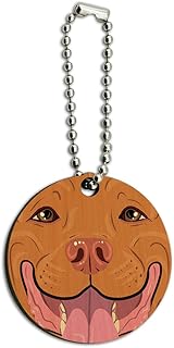 Graphics and More Pit Bull Face Red Nose Pet Dog Wood Wooden Round Key Chain