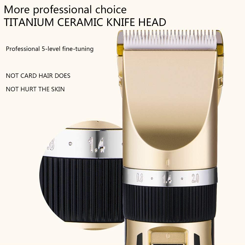Electric Hair Trimmer for Men Set, Cordless Rechargeable Electric Hair Clippers with 5 Levels of Fine Tuning Blade Technology, 4 Limit Comb Great for Barbers and Stylists,Gray
