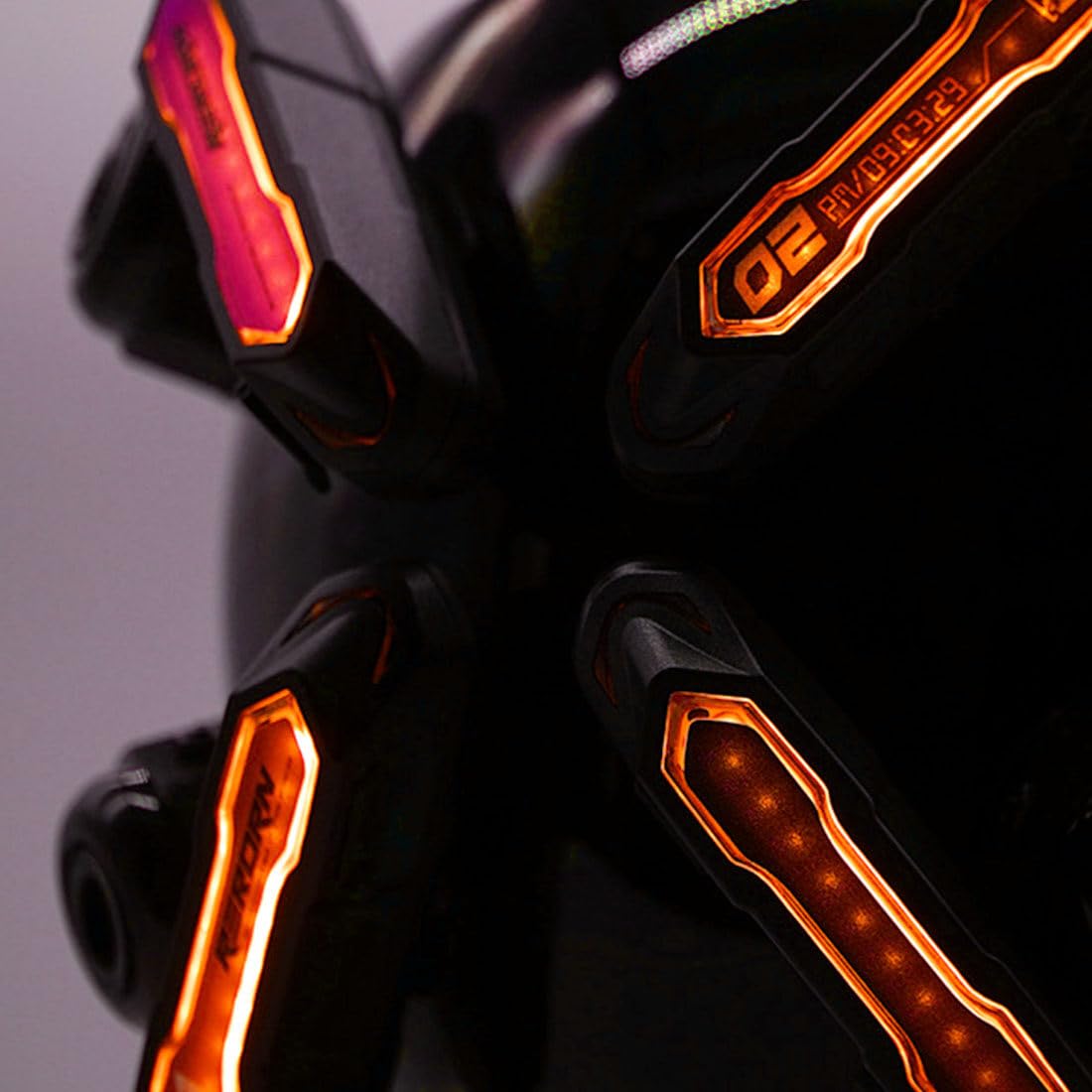 OYDL Cosplay Helmet for Men, Futuristic Tech Punk Mask with LED Light for Cyberpunk Cosplay: Type D