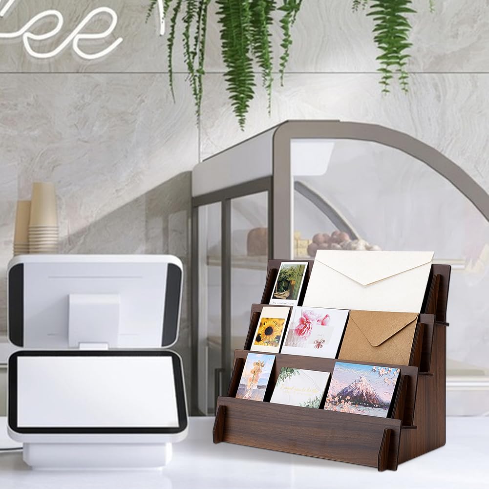 Greeting Card Display Stands - 4 Tier Card Display Rack | Wood Display Shelves | Display Stand | Stickers Display Risers Multi-Functional Display Easel For Greeting Cards Photos Postcards - View #4