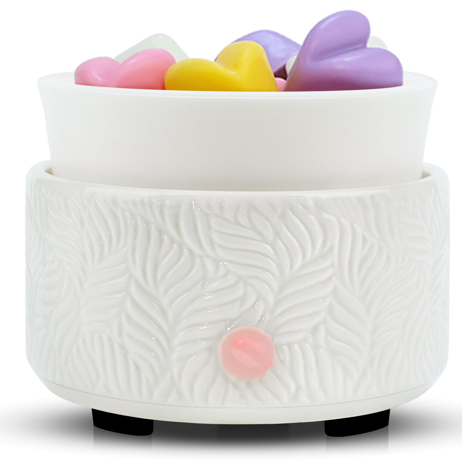 Candle Warmer Electric Ceramic Wax Melts Warmer Burner with 1pc Large Silicone Dish and 16 Heart-Shaped Wax Melts Cubes 4-in-1 Fragrance Wax Melter for Aromatherapy Home Office Bedroom Decor Gifts