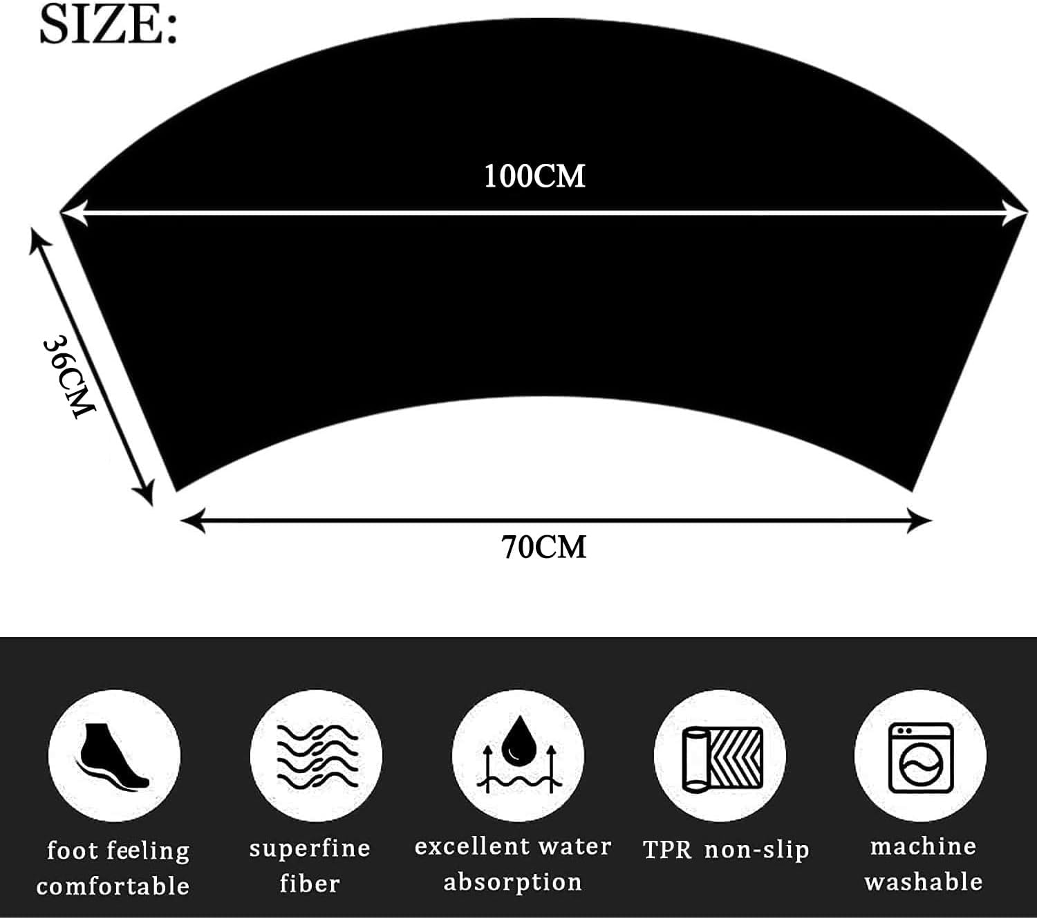 Fan-Shaped Curved Shower Mat,Curved Bath Mat for Corner Shower,Ultra Microfiber Soft Non Slip Curved Bath Mat,Strong Water Absorbent Bathroom Rug,Machine Washable(Grey)
