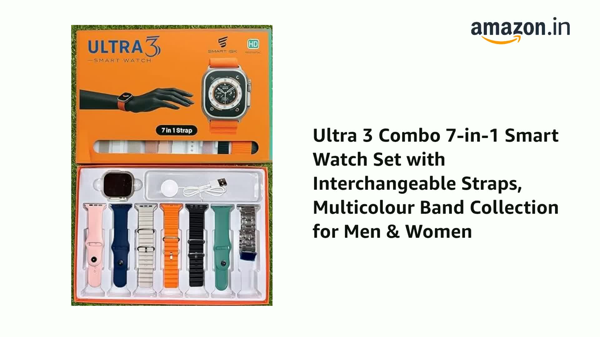 Ultra 3 Combo 7-in-1 Smart Watch Set with Interchangeable Straps