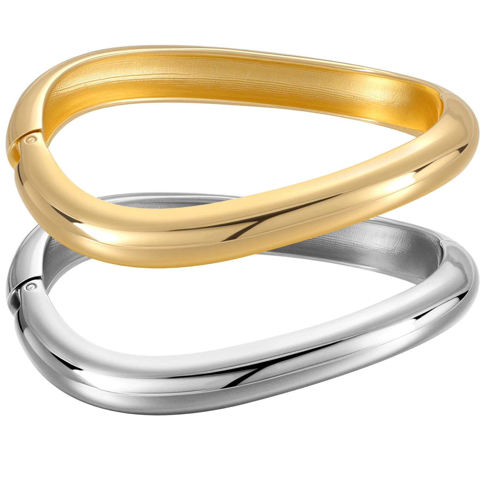 Emibele Gold Armreifen für Frauen, 2PCS Unregelmäßige Chunky Gold Armband Scharnier Offen für Frauen, Breiten Arm Manschette Minimalist Chunky Schmuck Geschenke für Valentinstag Weihnachten Geburtstag