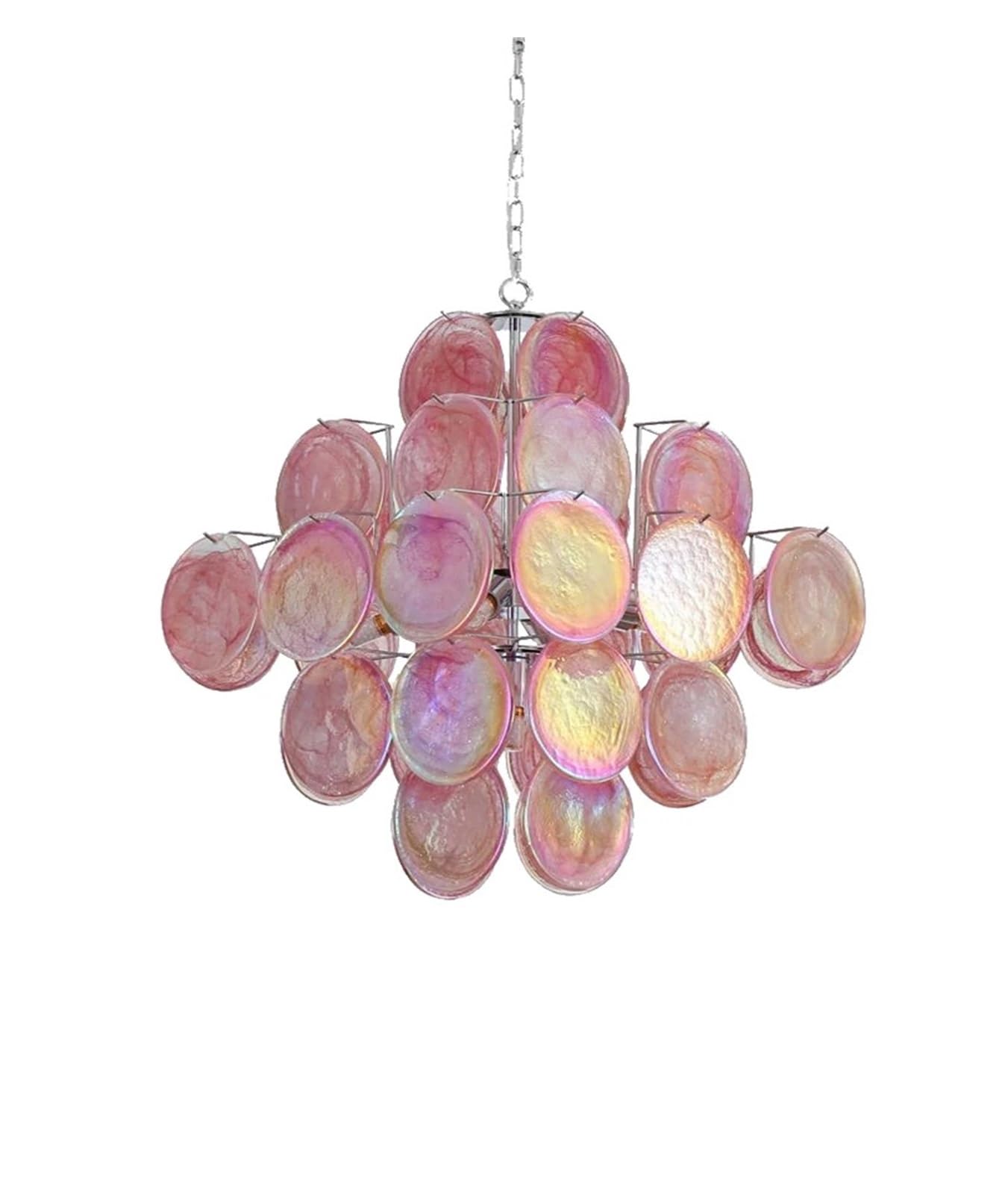 Szklany żyrandol Red Cloud, oprawa LED w stylu vintage, włoski design, lampa sufitowa do jadalni, hol wejściowy (naturalny, 80 cm, chromowany)