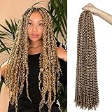 Passion Twist Hair 30 Inch 7 Packs Water Wave Crochet Hair Briads Pre-looped Light Brown Blonde Color 27 Braiding Hair Synthetic Crochet Hair For Black Women(30in, 7pack, 27)