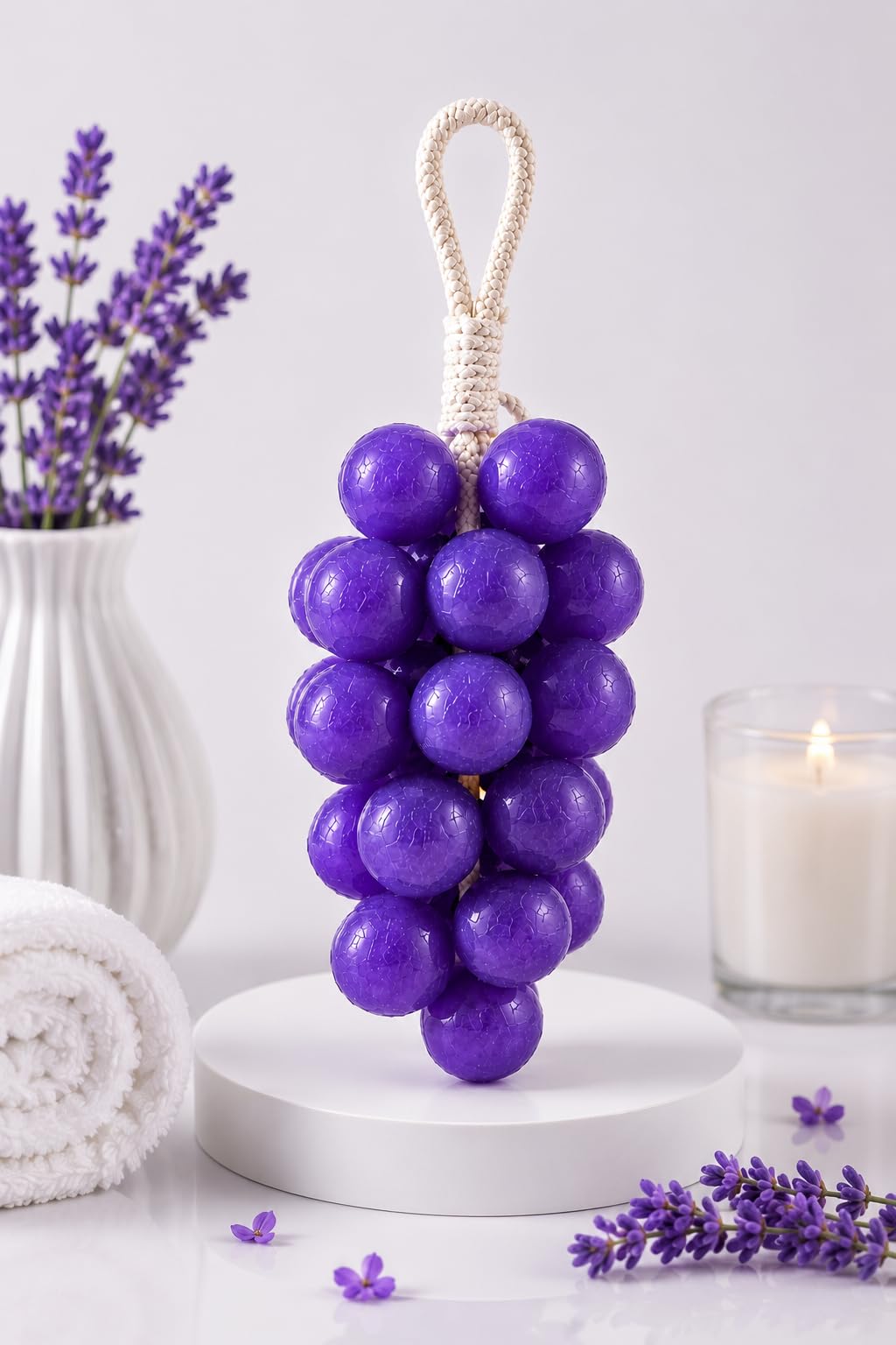 Handmade Grape Bath Soap with Glycerin & Grape Extract | Moisturizing Skin Cleanser for Soft Glowing Skin | Aesthetic Handmade Gift | 18-20 Balls Average (Purple, Lavender Fragrance)-image-26