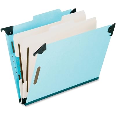 Pendaflex 59252 Pressboard Hanging Classi-Folder, 2 Divider/6-Sections, Letter, 2/5 Tab, Blue