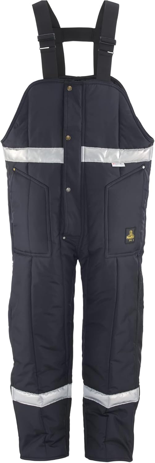 RefrigiWear Men's Comfort Rating Iron-Tuff Enhanced Visibility Insulated High Bib Overalls with Reflective Tape