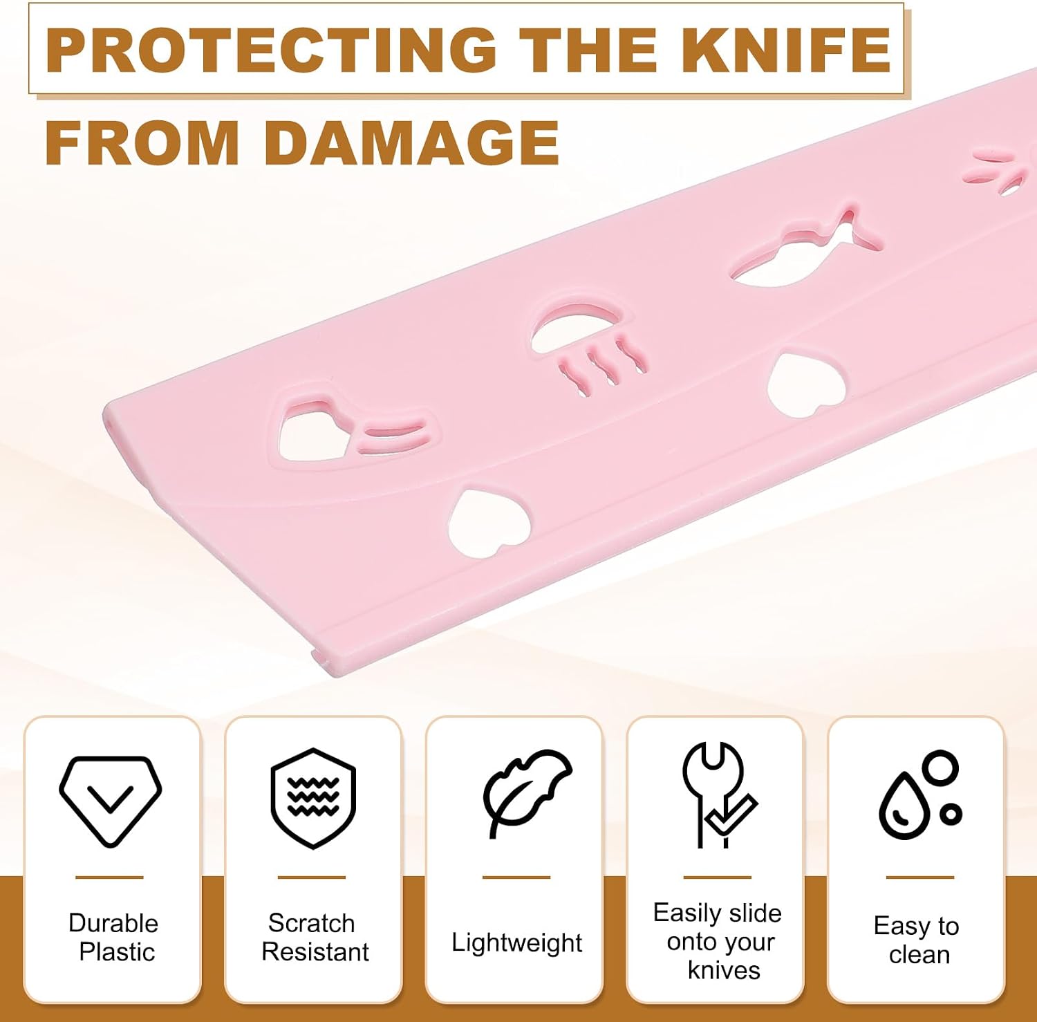 PATIKIL 3Pcs Plastic Safety Knife Cover Sleeves for 7" Chef Knife, Chopping Knife Guard Blade Protector Universal Knife Sheath for Kitchen Bar, Pink