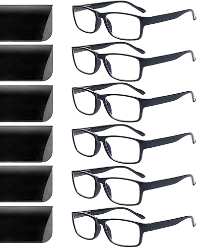 Paquete de 6 elegantes lentes de lectura para mujeres y hombres, bloqueo de luz azul, bisagras cuadradas de resorte, lectores de computadora (6
