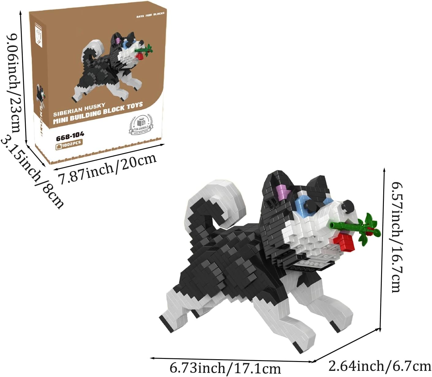 Cute Animal Building Blocks, Pet Micro Mini Building Blocks for Adults Party Favors Gift 1002 Pcs (Black Husky)