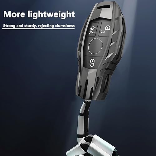 Miniatura 6 de Funda para llavero de Mercedes Benz con llavero, elegante y duradera funda de protección de aleación de zinc compatible con C E S M CLS CLK G Class