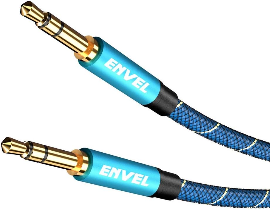 ENVEL Nylon Braided AUX Cable 3.5 mm Male to Male Stereo Audio Cable Compatible Car/Home Stereos,Speaker,Headphones,Sony Beats,Echo Dot(3.5 mm AUX, 1.68 Feet (0.5 Meter) Blue)