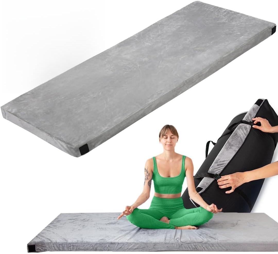 Matelas de camping pliable 90 x 200 cm – Matelas de sol confortable avec mousse à mémoire de forme pour un sommeil réparateur, idéal comme lit d'invités, tente ou matelas de couchage de camping