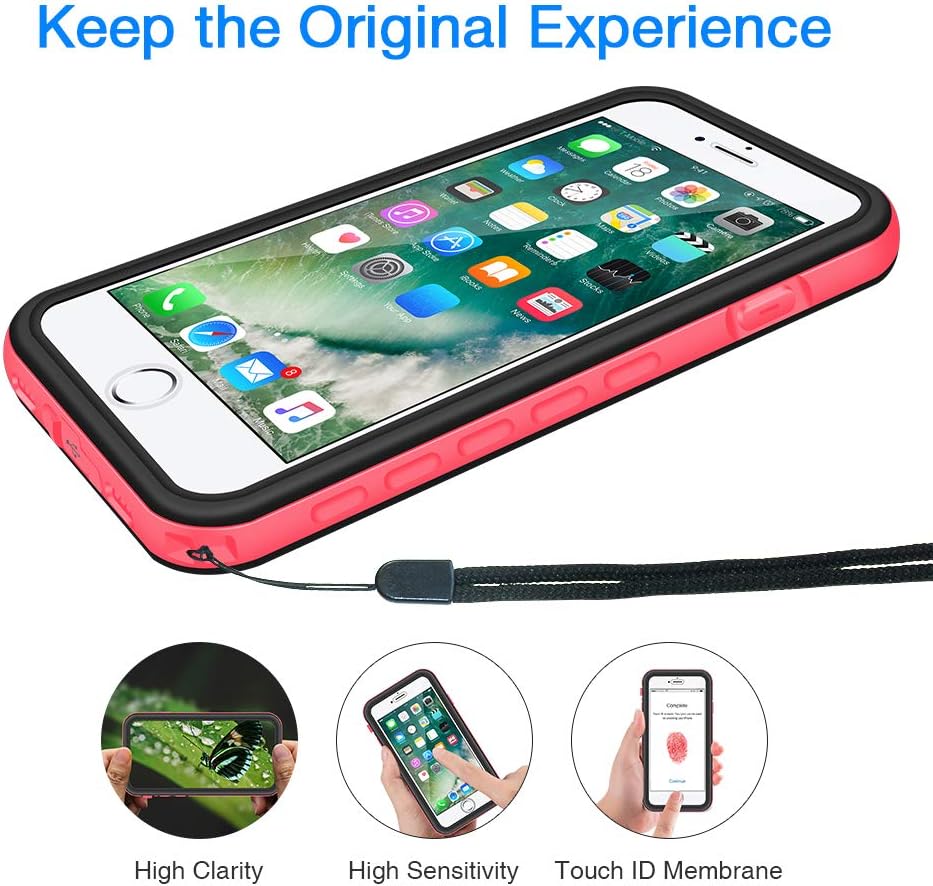 MoonCity Waterproof Case for iPhone 7 Plus/8 Plus, IP68 Waterproof Snowproof Shockproof and Dustproof Cover Case, Underwater Full Sealed Cover Case for iPhone 7 Plus/8 Plus, 5.5 inch