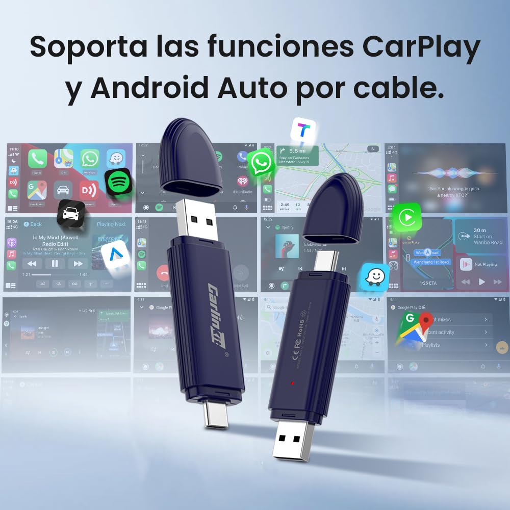 Carlinkit 5.0 SE Pro Adaptador inalámbrico Android Auto y CarPlay, convierte de cable a inalámbrico para vehículos OEM (año modelo: 2015 a 2026) Compatible con CarPlay con cable y coches Android Auto
