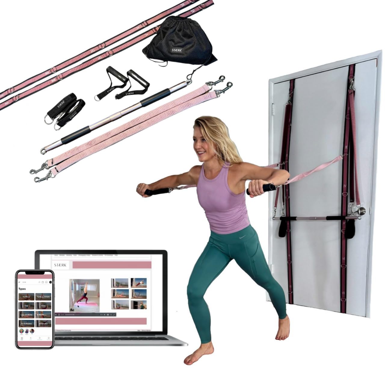 STAERK Pilates Suspension Training System - Premium Resistance Training Kit - At-Home Pilates for Strength &amp; Flexibility - Resistance Bands Set for Home Gym, Travel, and Outdoors