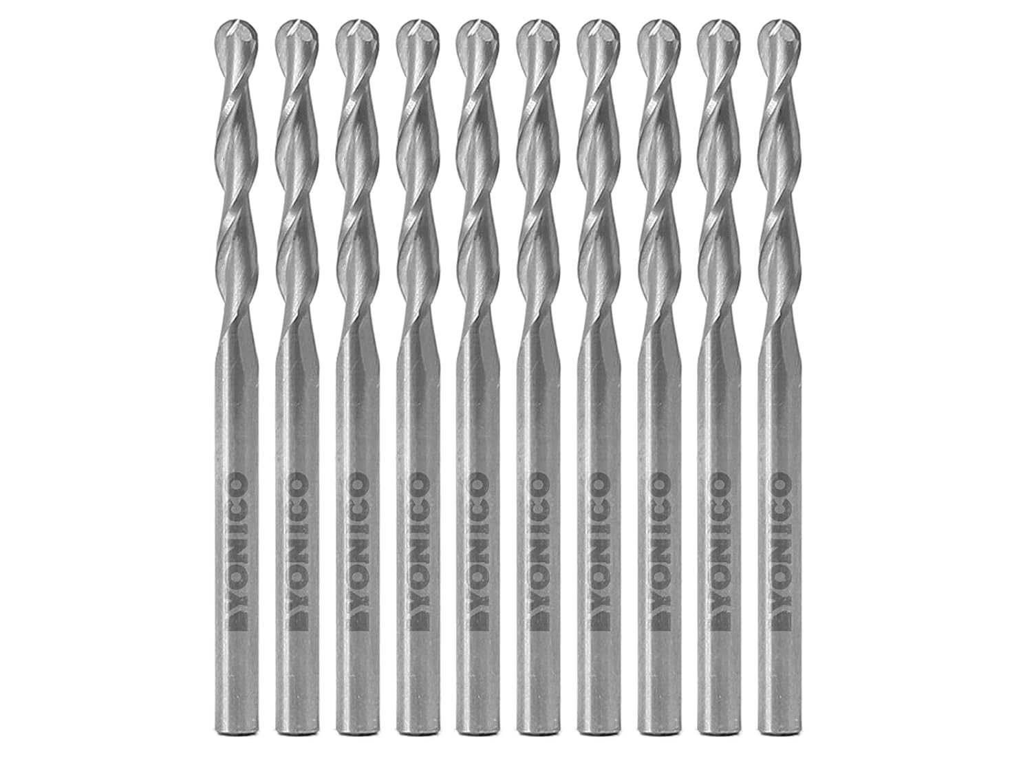 Yonico 34201SC10PK 1/8Inch Dia. 2 Flute Ball Nose Spiral End Mill