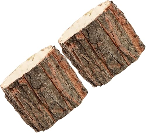 Miniatura 2 de Uonlytech 6 piezas de corteza de flores, cubo de tocón de árbol, maceta rústica, maceta de tronco, maceta de barril, maceta para suculentas, maceta