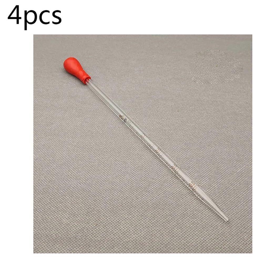 gotero de vidrio, goteros de laboratorio, Pipeta cuentagotas graduada de vidrio con cabezal goma, varios tamaños, paquete 4(1ml)