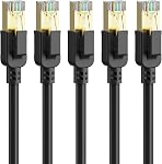 Chat 8 Câble Ethernet 25 ft Bouché, 26AWG Le dernier 40Gbps 2000Mhz SFTP Cordon de patch, haute vitesse de service Cat8 LAN Réseau RJ45 Câble- dans le mur, extérieur, résistant aux intempéries évalué pour routeur, modem, jeu