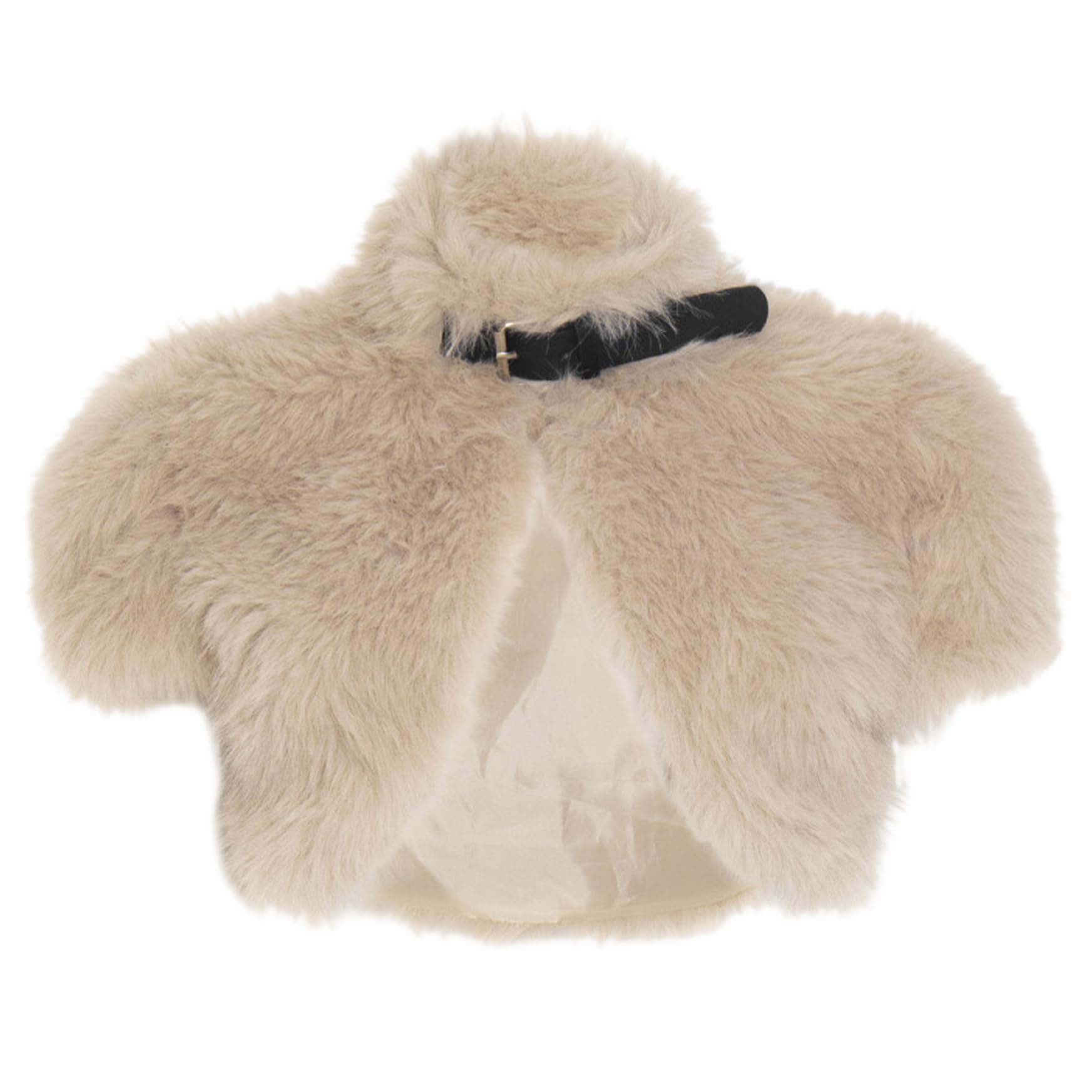 Hperu Faux Furs Stole, Beige Luxury Faux Fur Shawl Wrap with Tie Closure, Elegant Warm Cloak Cape for Evening Dresses, formal Party and Wedding Attire