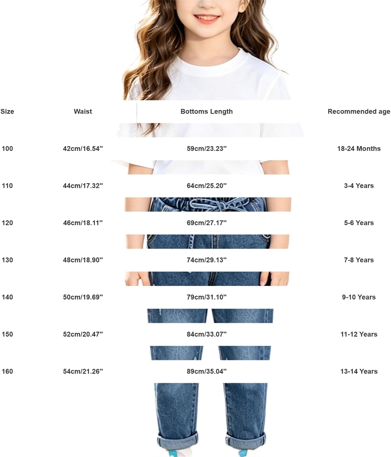 Girls' Pull On Mid Rise Relaxed Wide Leg Jean, Elastic Waistband Drawstring Denim Pants