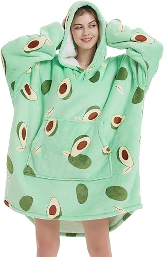 NAFLEAP Manta con capucha para mujer, manta para adultos, de gran tamaño, forro polar, sherpa, sudadera de Navidad, regalo para mujer