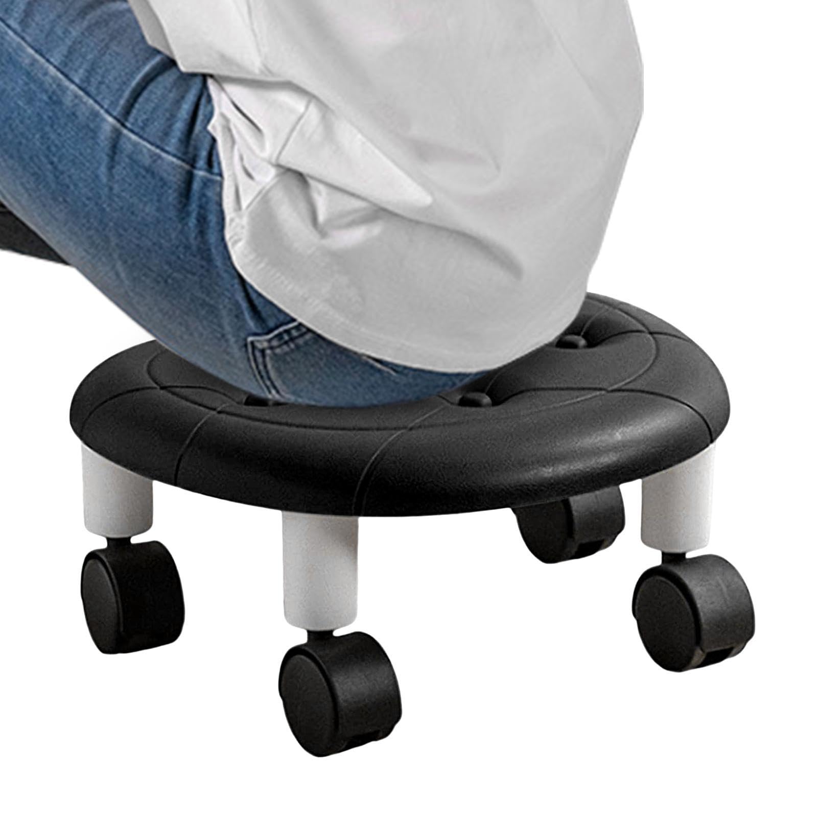Sgabello con ruote,Sgabello basso con ruote | Sgabello corto con ruota a puleggia, girevole a 360 gradi,Sedile basso con ruote, sgabello basso girevole, portatile per casa, spa, salone per unghie