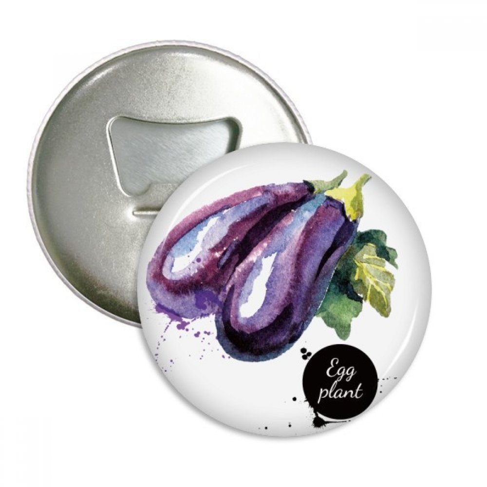 Aubergine cadeau original et ludique sous forme de badge aimanté rond