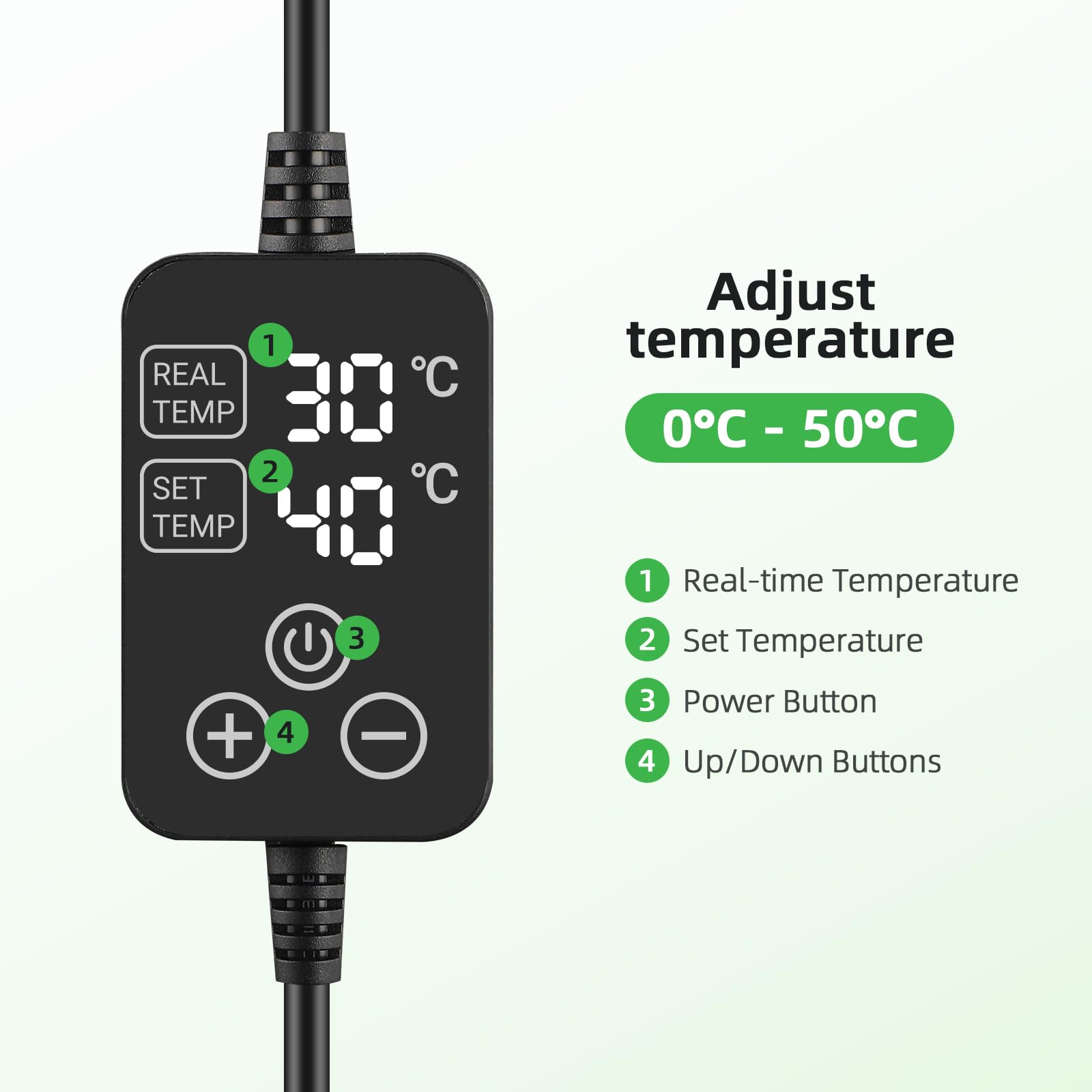 LERWAY Tapis chauffant pour plantes avec thermostat, 30 W, étanche IP67, 25 × 52 cm