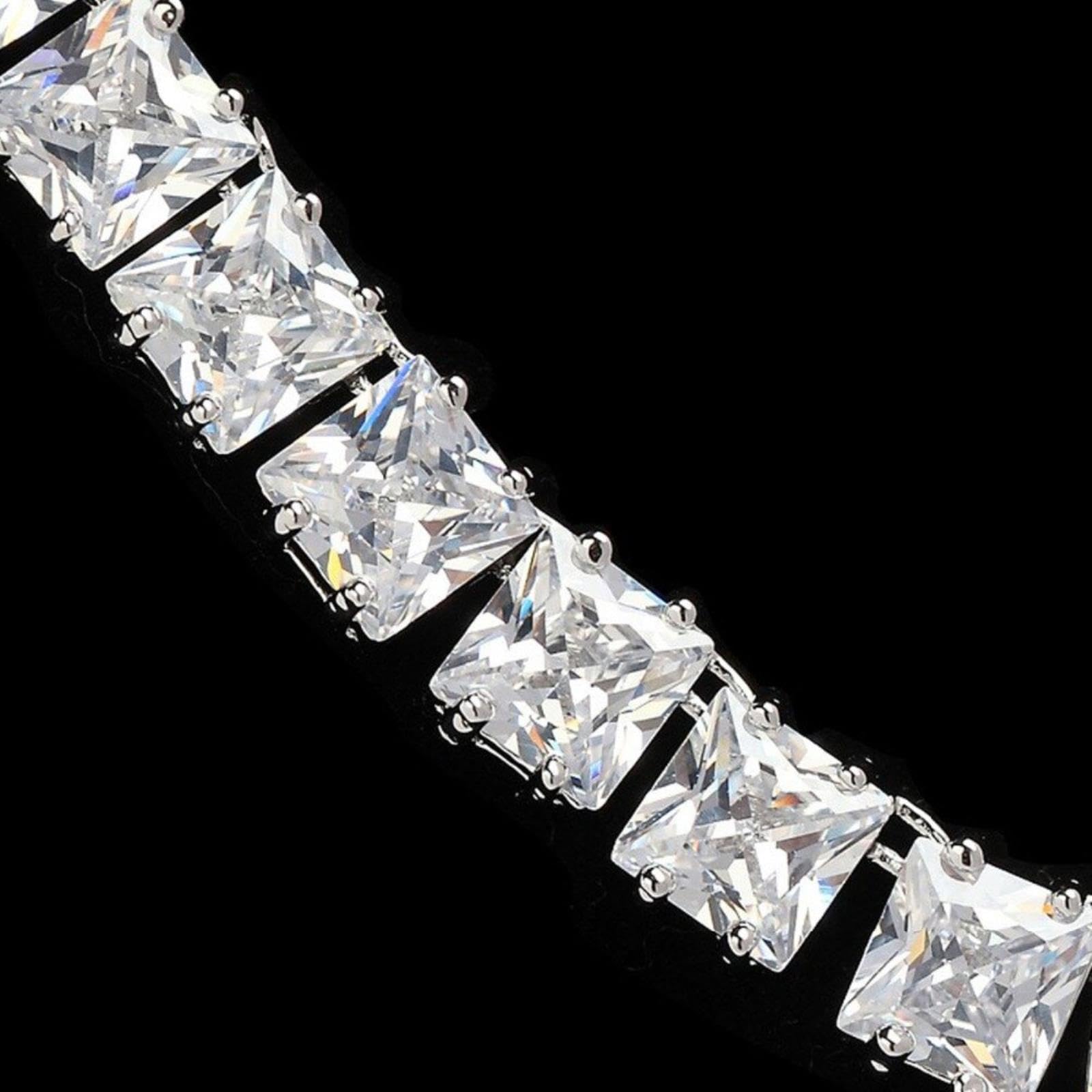 Ohrringe Und Halskette, Glänzend, Klar, Großer Quadratischer Kubikzirkon, Hochzeit, Brautschmuck Für Frauen, Ohrring-Halskette, Atemberaubendes Liebesgeschenk