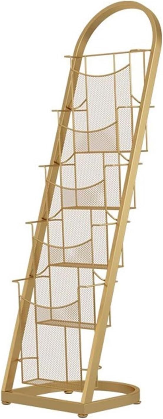 CGCSYZ Iron Newspaper Racks, Floor Standing Magazine Racks, Promotional Material Display Racks, Newspaper Racks Brochure Display Stand for Exhibitions (Gold 4 Tier)