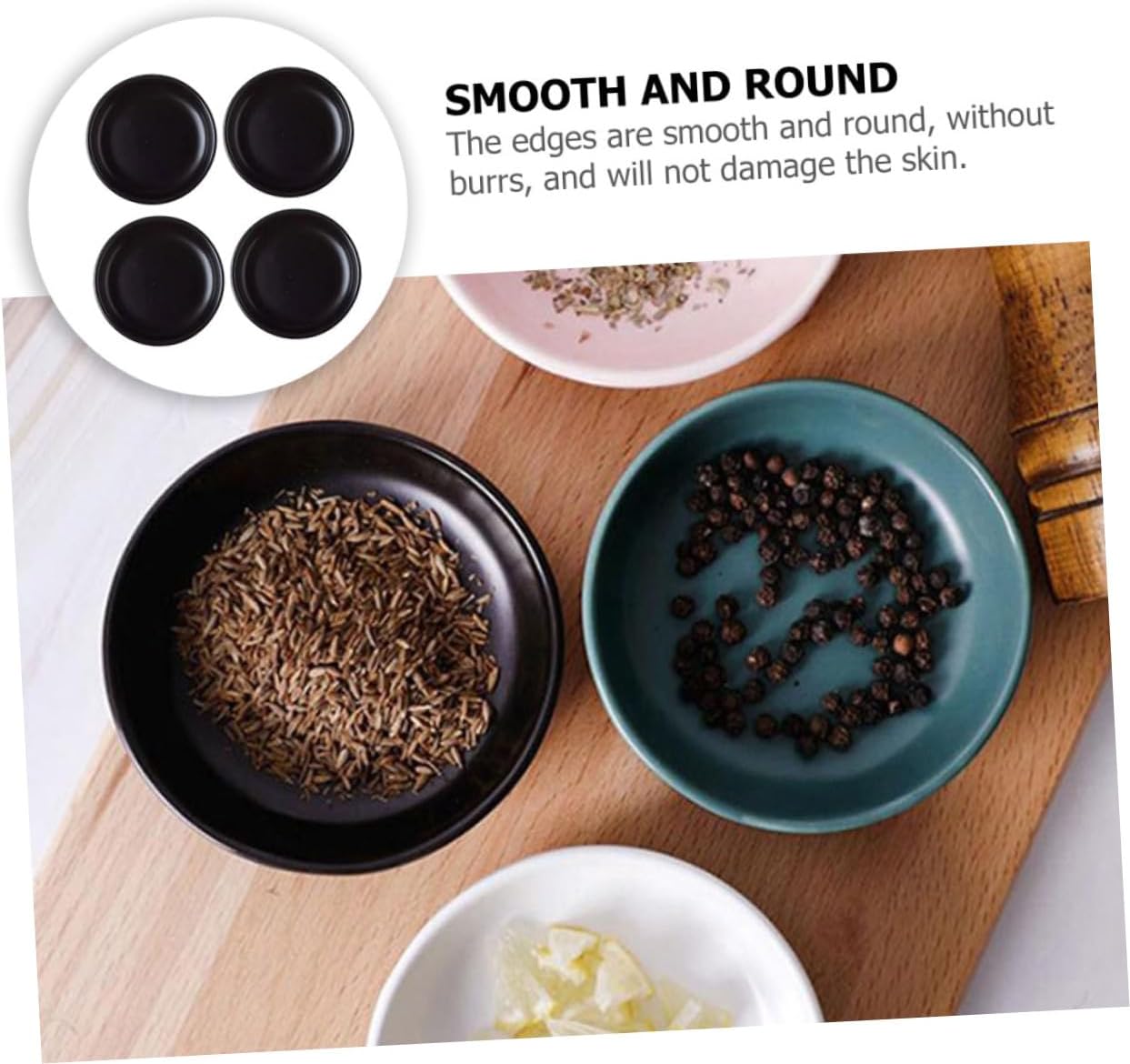 Ciieeo 4pcs Japanese Style Black Ceramic Sauce Dipping Dishes Set for Home Kitchen Condiment Plates Soy Sauce Seasoning Containers Side Serving Plates
