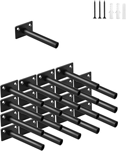 Miniatura 37 de 4 soportes de estante flotante de acero sólido negro de 5 pulgadas, soportes ocultos para estantes flotantes de madera, soporte oculto para estantes