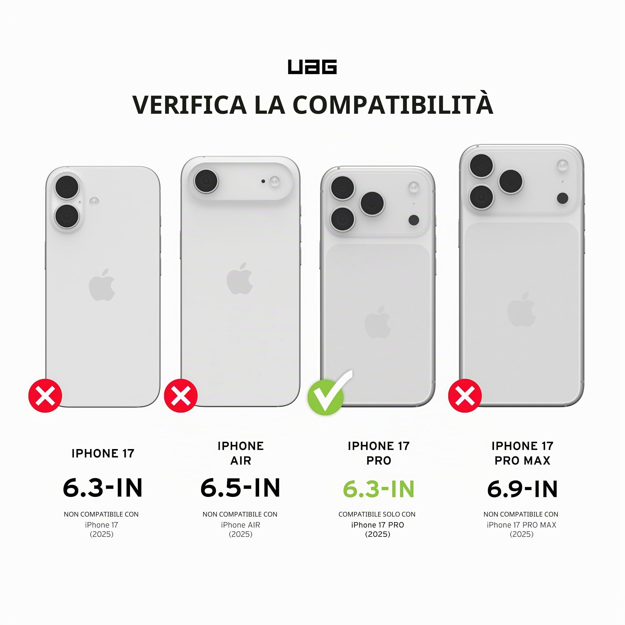 Urban Armor Gear Pathfinder MS Custodia + Cordino iPhone 17 Pro | Perfetta aderenza | Resistenza alle cadute di 5,4 m | Modulo magnetico | Bordi rialzati | Tutte le porte accessibili
