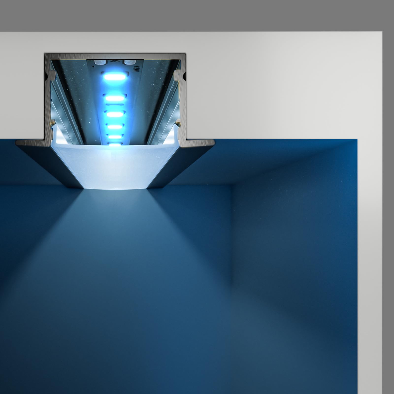 Perfil de aluminio para LED (20 x 2 m, 40 m), perfil de montaje para tiras LED de hasta 25 mm de ancho, con cubierta de policarbonato blanco leche y juego de accesorios (SP36)
