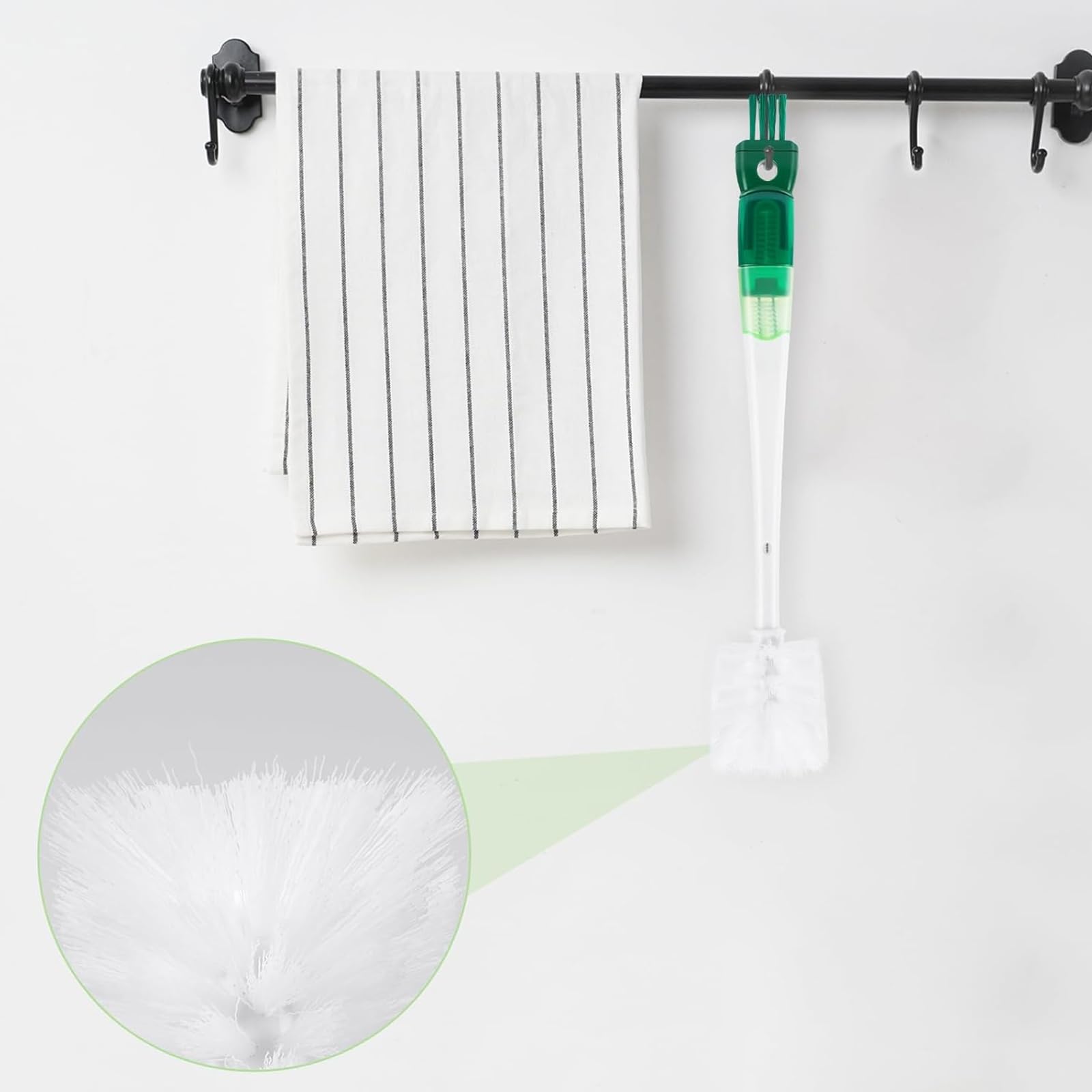 Brosse de Nettoyage Bouteille d'eau Multifonctionnelle 5 en 1 Brosse Gourde Brosse Longue pour Bébé avec 5 Têtes de Ensemble Brosses Nettoyage pour Biberons,Biberons Thermos,Pailles (Vert)