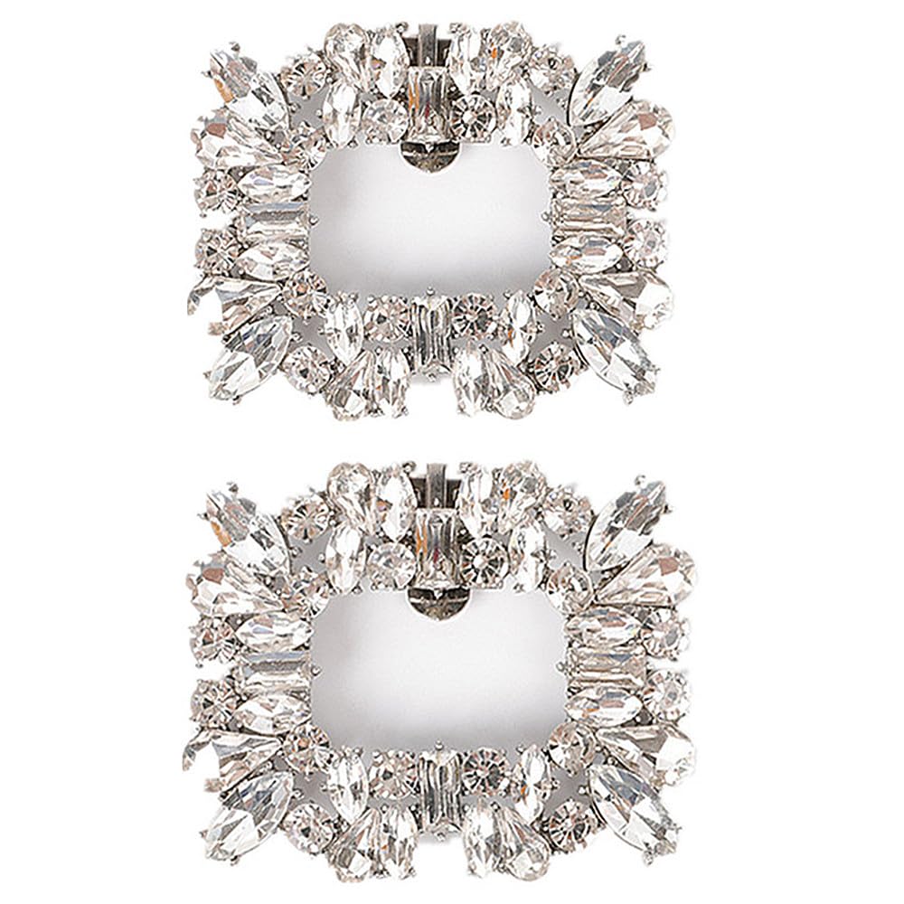 TRIXES Clips plateados para zapatos con imitación de diamantes, clips de cristal para zapatos de tacón, pack de 2