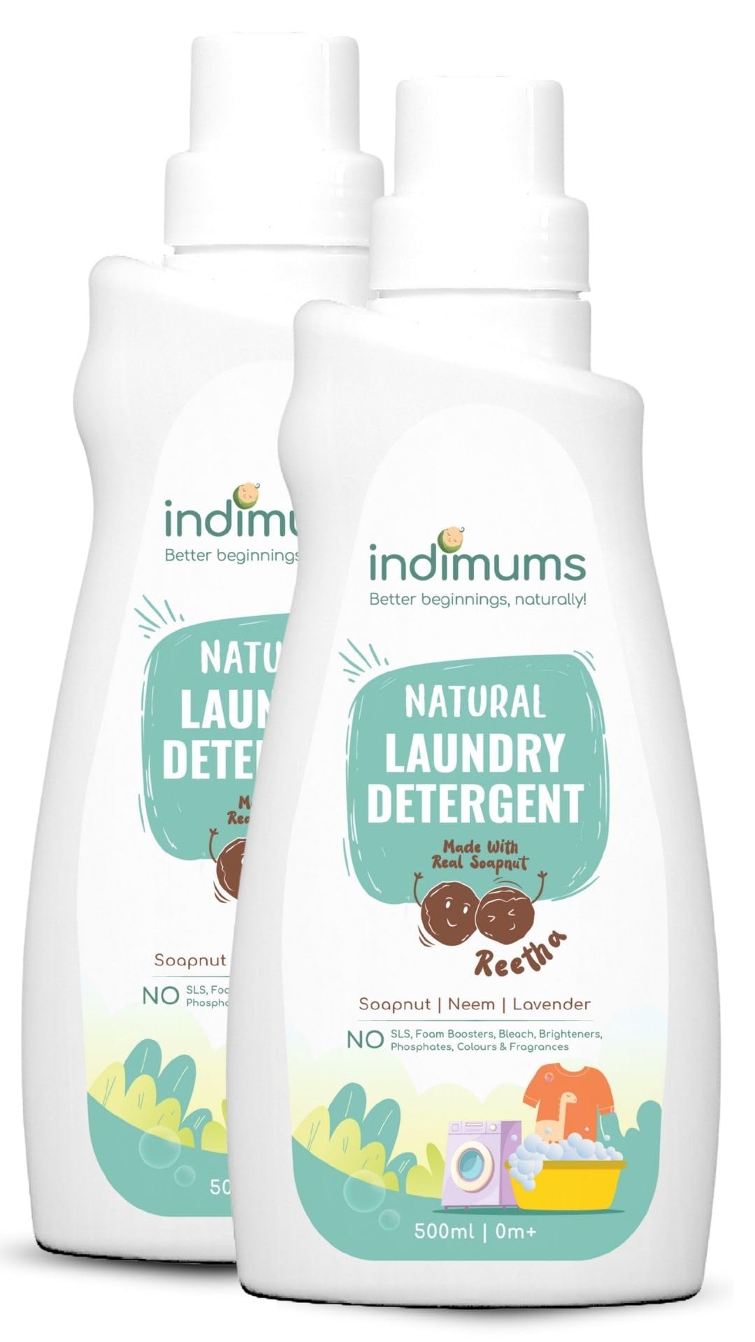 The Indi Mums Baby Laundry Detergent Liquid (1L)- Natural, Anti-Bacterial, Hypoallergenic, Plant & Herbs-Based, Gentle Yet Tough On Baby Stains & Smells, No Need For Conditioner - 2X 500 ML-picture-26