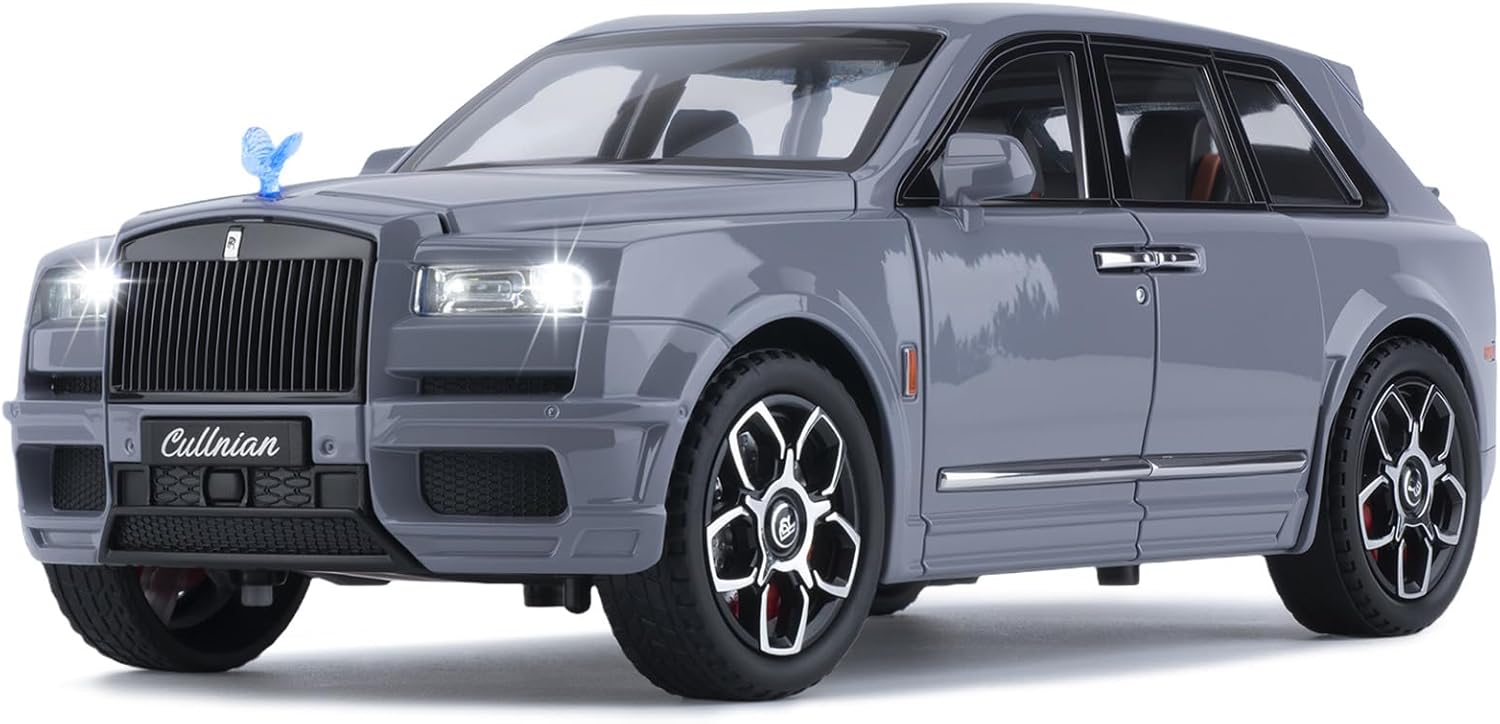 Car Toys for Boys 1/20 Diecast Cars Compatible with Cullinan Collectibles Car Model Kit,Metal Toy Vehicles for Boys and Girls,Pull Back Cars with Lights and Sounds,Cars for Kids Ages 4-8（Grey）