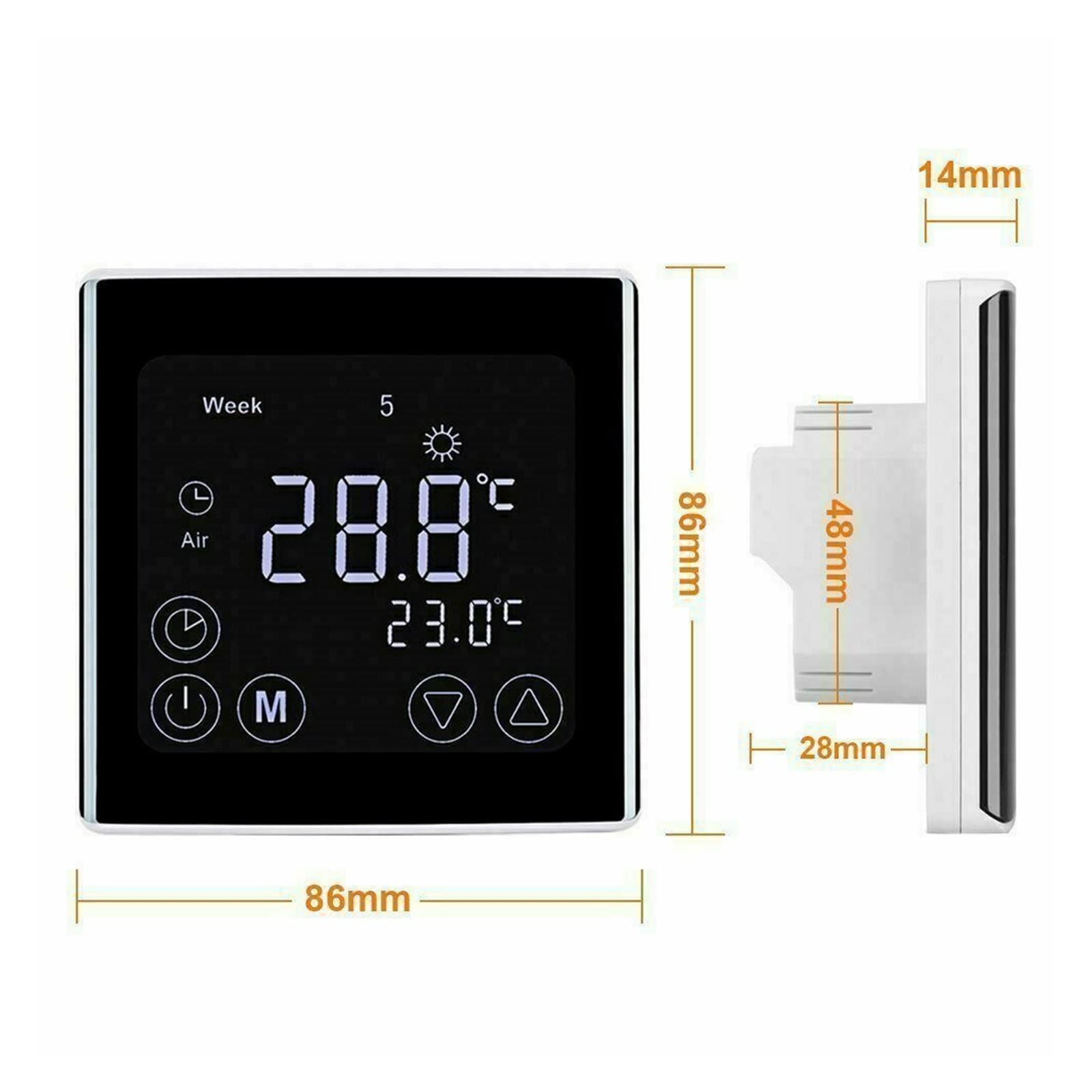 Thermomètre d'intérieur hygromètre numérique LCD Salle tactile Room de chauffage électrique sous-plan thermostat thermostat hebdomadaire Thermorégulateur Programmable Contrôleur de température Avec éc