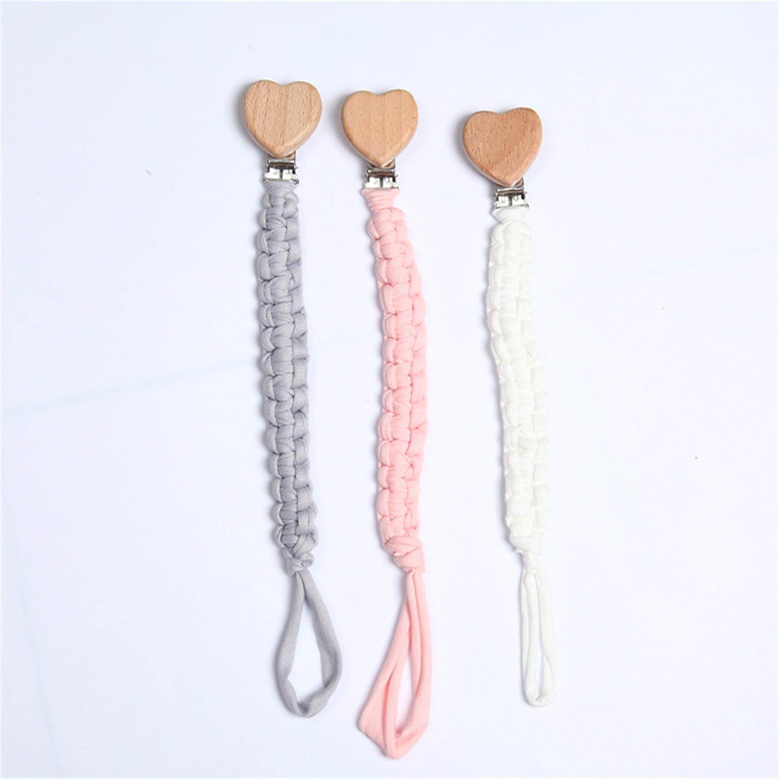 3 cadenas para chupete para bebé, unisex, con clip de plástico, cinta para chupete, tela para babero, pañuelo triangular, tetina, chupete
