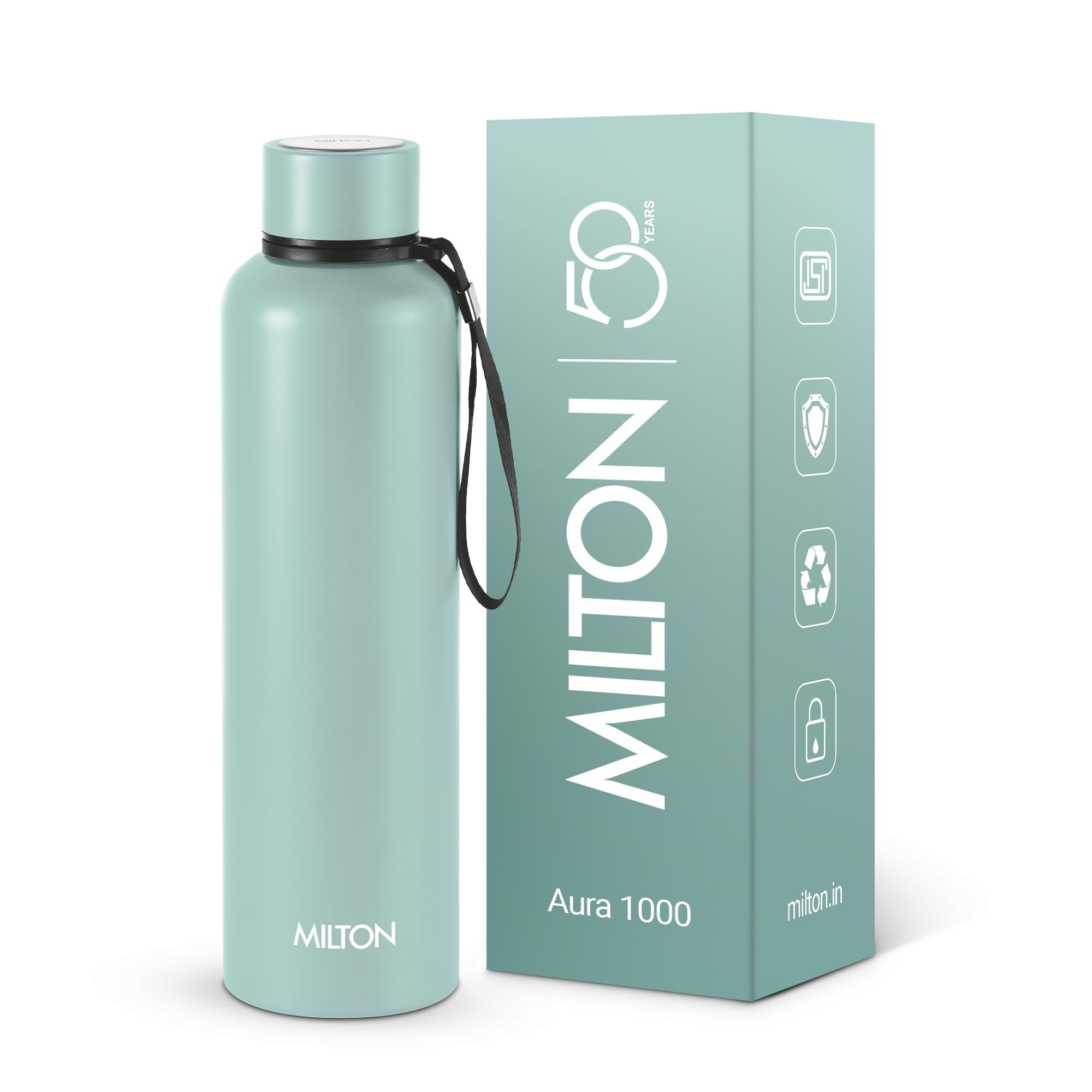 Milton Aura 1000 Thermosteel Bottle, 1 Litre, Light Green | 24 Hours Hot and Cold | Easy to Carry | Rust & Leak Proof | Tea | Coffee | Office| Gym | Home | Kitchen | Hiking | Trekking | Travel Bottle-image-44