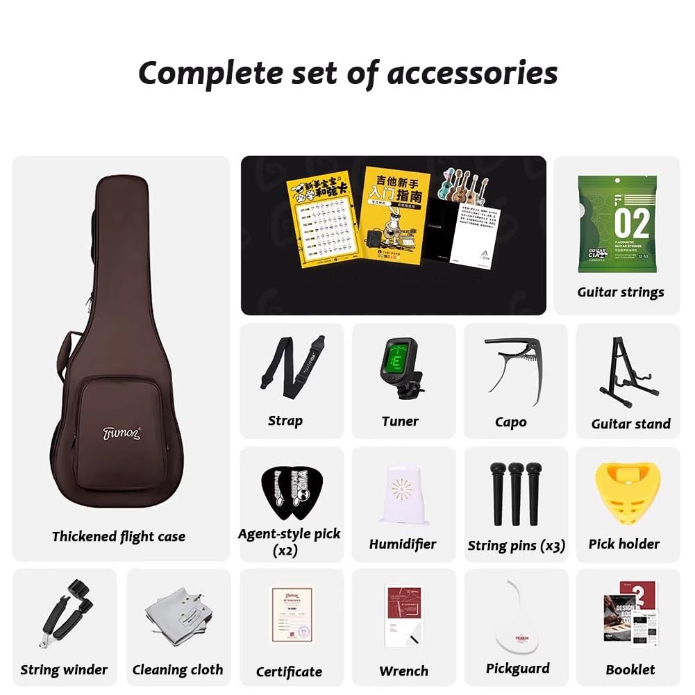 Kit Chitarra Acustica Per Principianti Da 41 Pollici, Chitarra Folk A 6 Corde In Legno Con Custodia Morbida Per Adulti, Studenti E Appassionati Di Musica(Rosa)