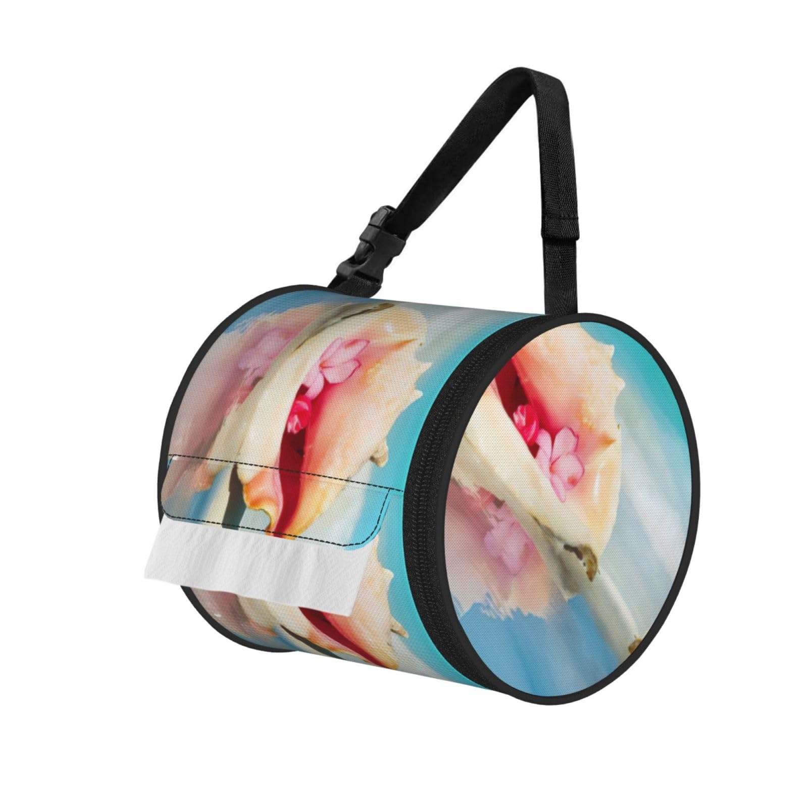 Beach Conch Seascape Print Fashion Tissues Organizer Box, Hanging Tissue Holder For Purse Coins For Car Office Daily Outing
