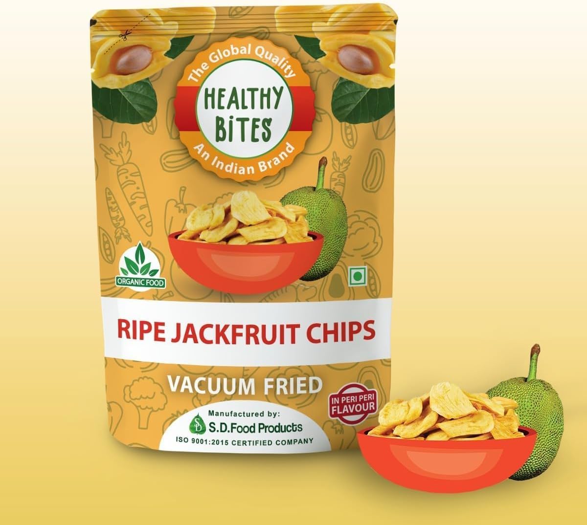 Heathly Bites Jackfruit Chips Crunchies | Ripe Jackfruit | Gluten Free | Vegan Friendly Snack |Low Fat| 50% Less Oil | Plant Based Snacks| No Preservatives - Pack of 3(45g*3)